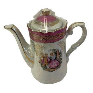Laurent Cofee Porcelain TeaPot Japan Lusterware White Pink Gold CP 2210 Montreal